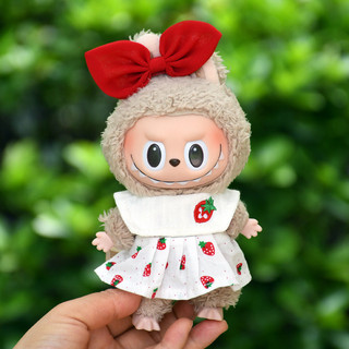 Váy vest dâu tây 17cm labubu Mặt dây chuyền Macaron phụ kiện quần áo labubu trò chơi thay đồ chơi sang trọng Quà Tặng