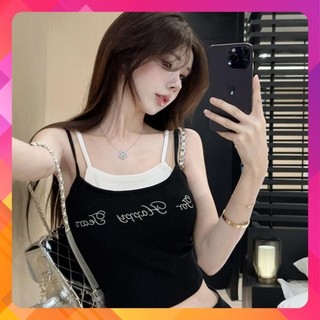  Áo thun kiểu 4 DÂY PHỐI CẶP in chữ dáng CROPTOP co giãn 4 chiều - Kholenqc