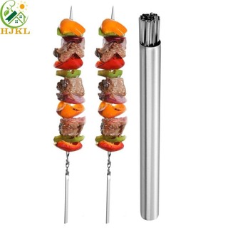 HJKL nướng xiên cắm trại có thể tái sử dụng có ống lưu trữ Thanh nướng BBQ bằng thép không gỉ