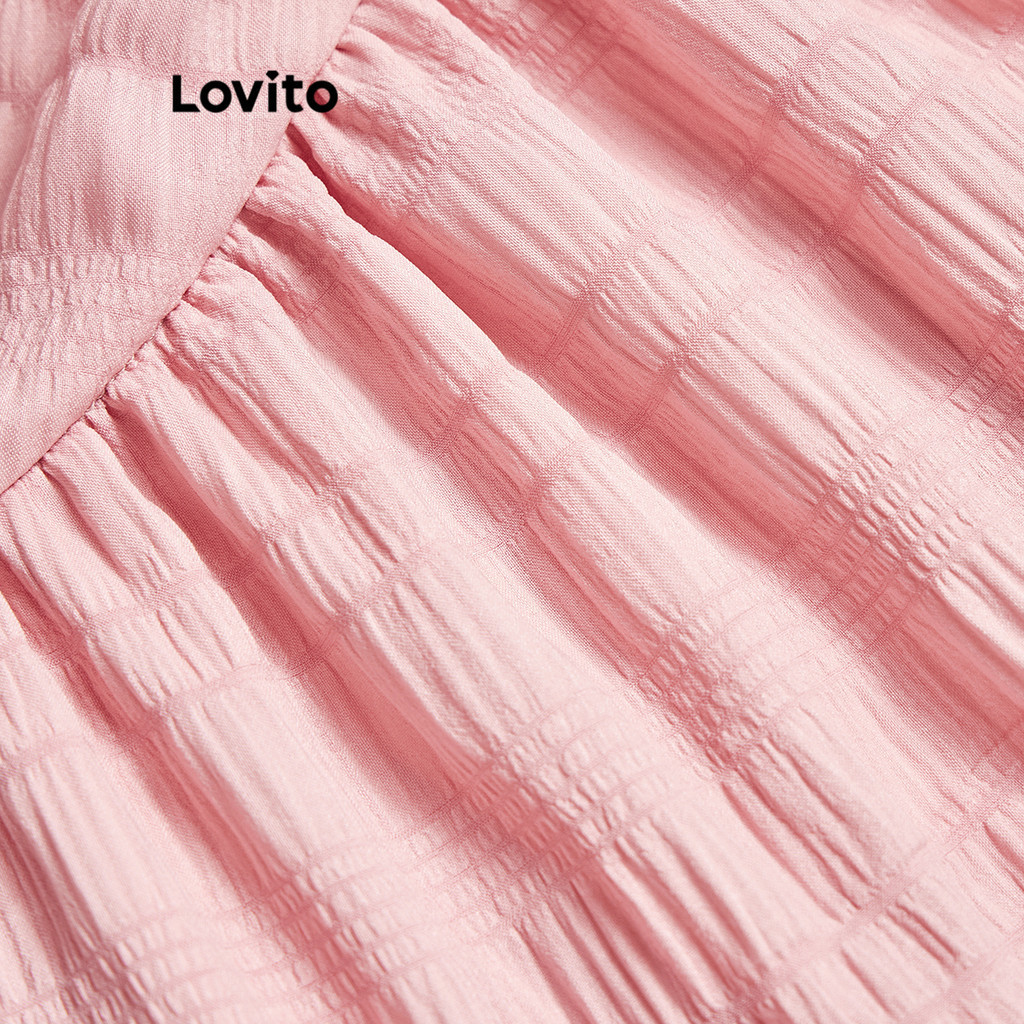 Lovito Váy xếp li có họa tiết trơn dễ thương dành cho nữ L94AD104 | BigBuy360 - bigbuy360.vn