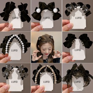  2 Cái   nơ Kích Thước Nhỏ Lấy Kẹp Nửa Dây Buộc Tóc Nổ Kẹp Trán Bên Gãy Tóc Phụ Kiện Tóc 