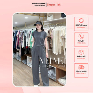 Bộ Quần Áo Nữ Màu Xám - Set Đồ Công Sở, Dạo Phố, Chất Liệu Thoáng Mát, Thiết Kế Trẻ Trung HONG MAI TRAN ST14876