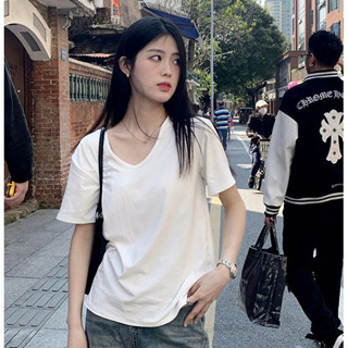 Áo thun baby tee phông form rộng BIG SIZE Áo T-shirt Ngắn Tay Áo cotton lanh cộc tay rộng rãi mẫu mới mùa hè 2024 cổ chữ V cho nữ