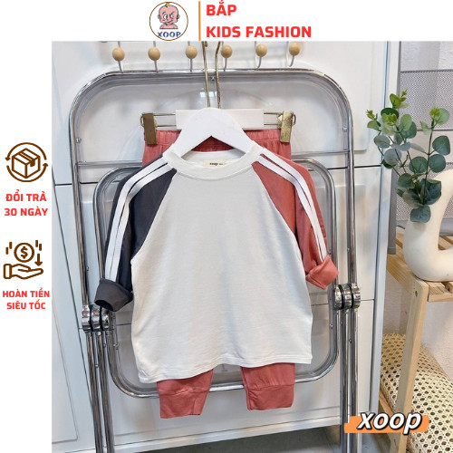 Bộ dài tay XOOP raglan cotton lụa phối màu tay basic Bắp Kids Official Store cho bé(10-21kg)  XD78  
