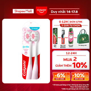 Bộ 2 Bàn chải Colgate Gentle Cushion Clean lông chải siêu dày tạo bọt mịn