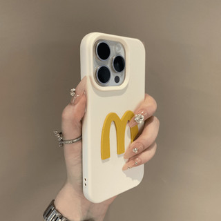 Ốp điện thoại silicon chữ M mờ họa tiết vải thiều lớn cho iPhone16 15 14 13 12 11 Pro MAX IXS MAX XR XS bảo vệ camera chống sốc Ốp lưng mềm