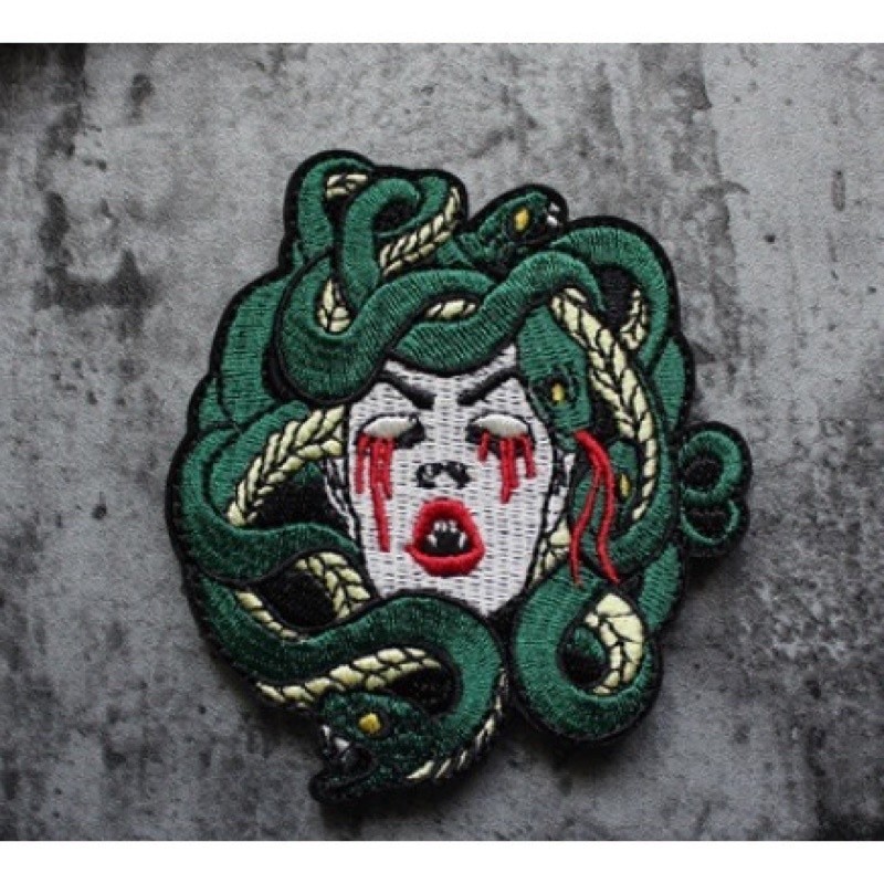 Patch đầu rắn Medusa dán velcro_quần áo_ba lô