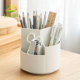 Liujir 360° Hộp đựng bút xoay, Hộp đựng văn phòng phẩm Hộp đựng cọ trang điểm, Bắc Âu Chống bụi đa chức năng 3 lưới Bút chì sắp xếp máy tính để bàn