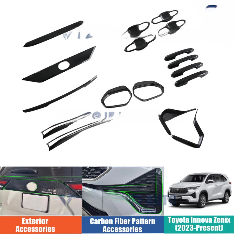Toyota Innova Zenix (2022-nay) Vỏ gương chiếu hậu bằng sợi Carbon / Chrome Trang trí ngoại thất
