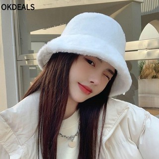 OKDEALS bucket Lông Giả Mềm Mại Màu Trơn Thời Trang Thu Đông Cho Nữ