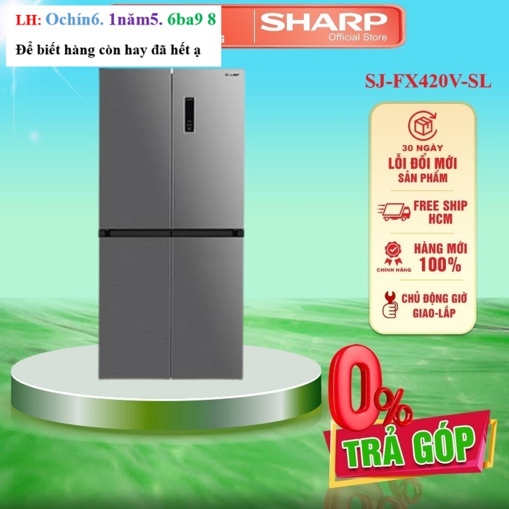 SJ-FX420V-SL - MIỄN PHÍ CÔNG LẮP ĐẶT-- Tủ lạnh Sharp Inverter 362 lít SJ-FX420V-SL