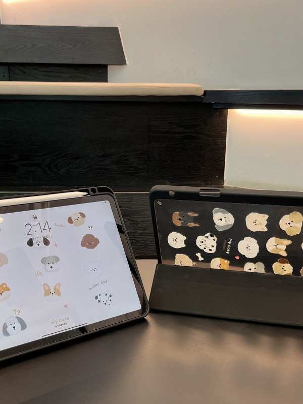[SS originality]
 CrashStar Folding Stand Cute Dogs Flip Leather Tablet Case For iPad Mini 6 5 iPad