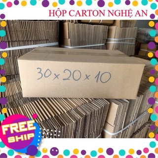 30x20x10 Combo 10 Hộp Carton Đóng Hàng Hộp Ship COD 3 Lớp sóng B Mặt Nâu