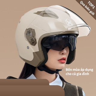 ‌Mũ Bảo Hiểm Unisex Size  (54-62cm) - Nón Nửa Đầu Full Phụ Kiện, Chống Nắng, Dùng 4 Mùa - Chuẩn An Toàn!‌