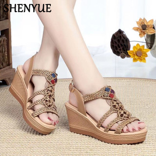 Xăng đan Đế Xuồng Dệt Tay Dày Dặn Phong Cách bohemian Thời Trang Mùa Hè Hàng Mới Dành Cho Bạn Nữ