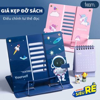 Giá đỡ sách, kẹp sách gấp điều chỉnh tư thế đọc sách với kết cấu ngộ nghĩnh bằng kim loại