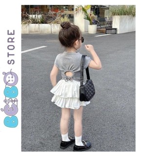 Set chân váy xòe trắng bé gái và áo thun tăm cho bé gái siêu cá tính cho bé mặc đi chơi , đi học