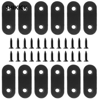  Shikick 12 CÁI Nẹp thẳng 40x16mm   1.6 ” X 0.6 ” Nẹp phẳng bằng thép không gỉ màu đen Giá đỡ kim loại thẳng bằng thép không gỉ chống ăn mòn cho đồ nội thất 