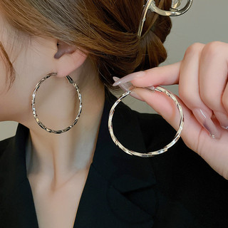 Bạc 925 Kim Xuyên Biên Giới Thiết Kế Thời Trang Xoắn Bông Tai Lớn Niche Ánh Sáng Sang Trọng Bông Tai Đơn Giản Cao Cấp Cho Nữ Không Gây Dị Ứng