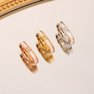 Thời Trang Mới Đơn Giản Ba Kim Cương Màu Vỏ Kim Cương Đính Kim Cương Nữ Thép Titan Nhẫn Tăng Cường Sang Trọng Nhẫn Món Quà Trang Sức