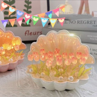 Ins Vỏ Hình Đèn Ngủ Sáng Tạo DIY Hoa Biển Chất Liệu Gói Lãng Mạn Hoa Tulip Đèn Bạn Gái Ngày Lễ Tình Nhân Quà Tặng