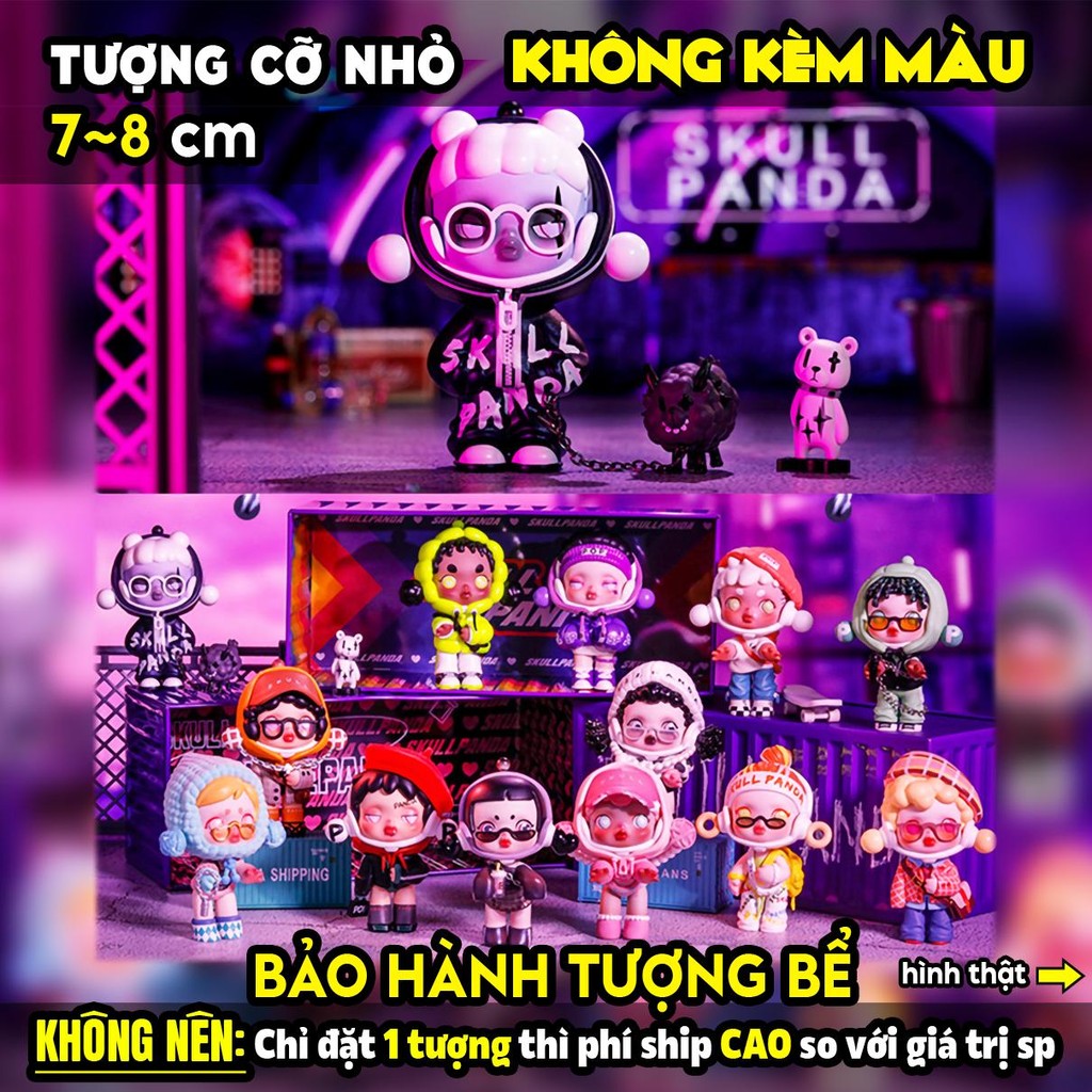 Tượng tô màu, SKULLPANDA TÍN ĐỒ THỜI TRANG, size S, tượng thạch cao (Không kèm màu), tô tượng
