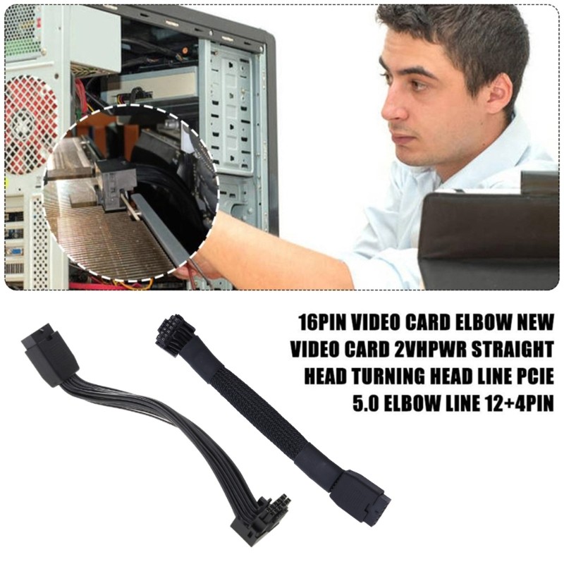 BTM 16Pin Thẻ Đồ Họa Khuỷu Tay Dòng Thẻ Video Mới 12VHPWR Đầu Thẳng Xoay PCIE 5 0 Khuỷu Tay Dòng 12 