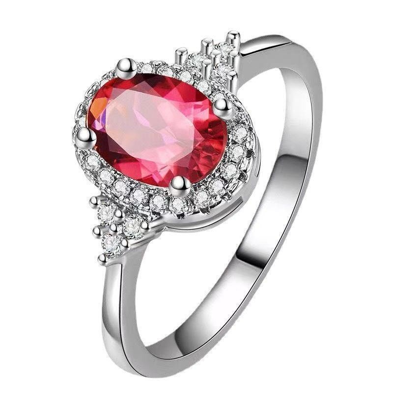 Trang sức Magenta Zircon Đồng Kim Cương Nhẫn Shop Đính Hôn Nữ Tay Trang Sức