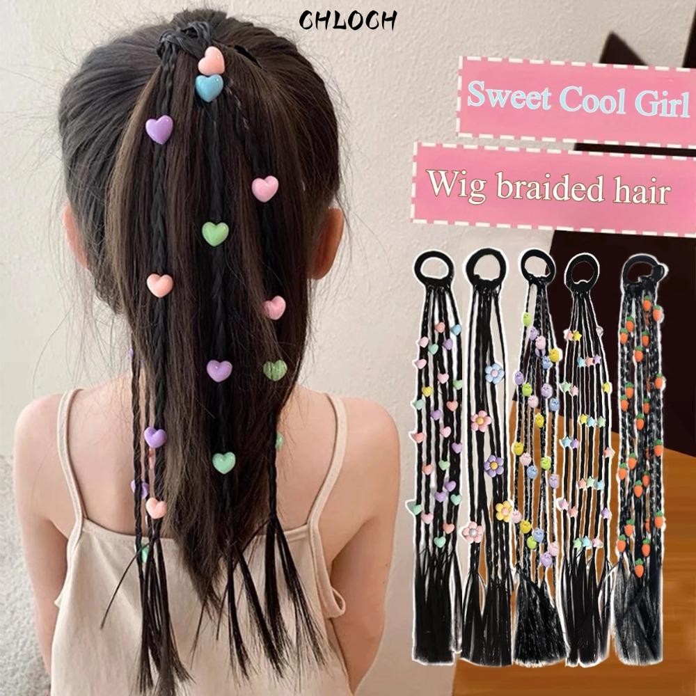 Băng đô đuôi ngựa CHLOCH, Sweet Cool Lovely Pentagram Flower Wigs, Tiny Spot Tóc giả bện tóc cho bé 