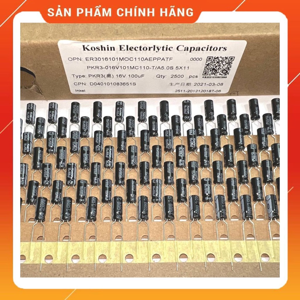 [ 30 con ]  TỤ HOÁ 16V 100UF  HÃNG KOSHIN ( 16V100UF 100UF16V  100UF 16V )