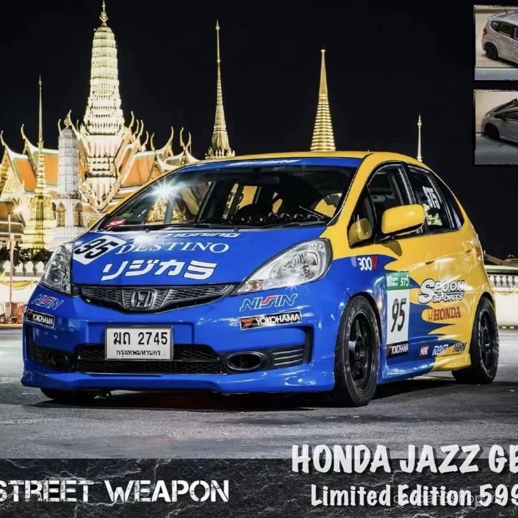 SW 1: 64 Honda Jazz Fit 2 Thế Hệ GE8 RS Phiên Bản Thìa Hợp Kim Xe Mô Hình Bộ Sưu Tập