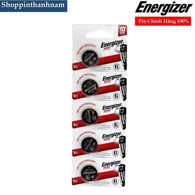 ￼VỈ 5 VIÊN Pin cúc áo CR2025 chính hãng Energizer chất lượng tốt