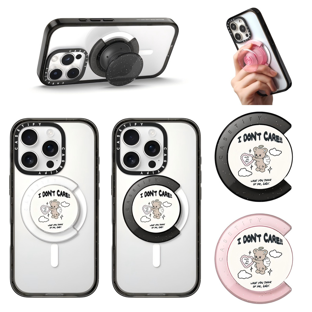 Top Girl Studio Angel Bear Đen Trắng Hồng Từ Tính, Giá Đỡ Cầm Cho iPhone Điện Thoại Android Đa Năng