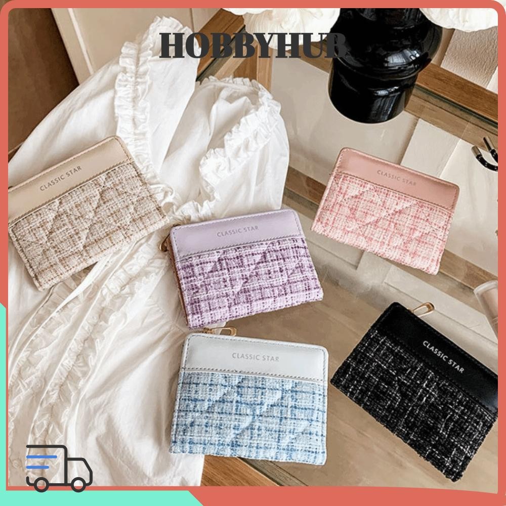 Ví ngắn đựng thẻ tiền da PU màu trơn thiết kế sang trọng phong cách Hàn Quốc thời trang mùa xuân cho nữ