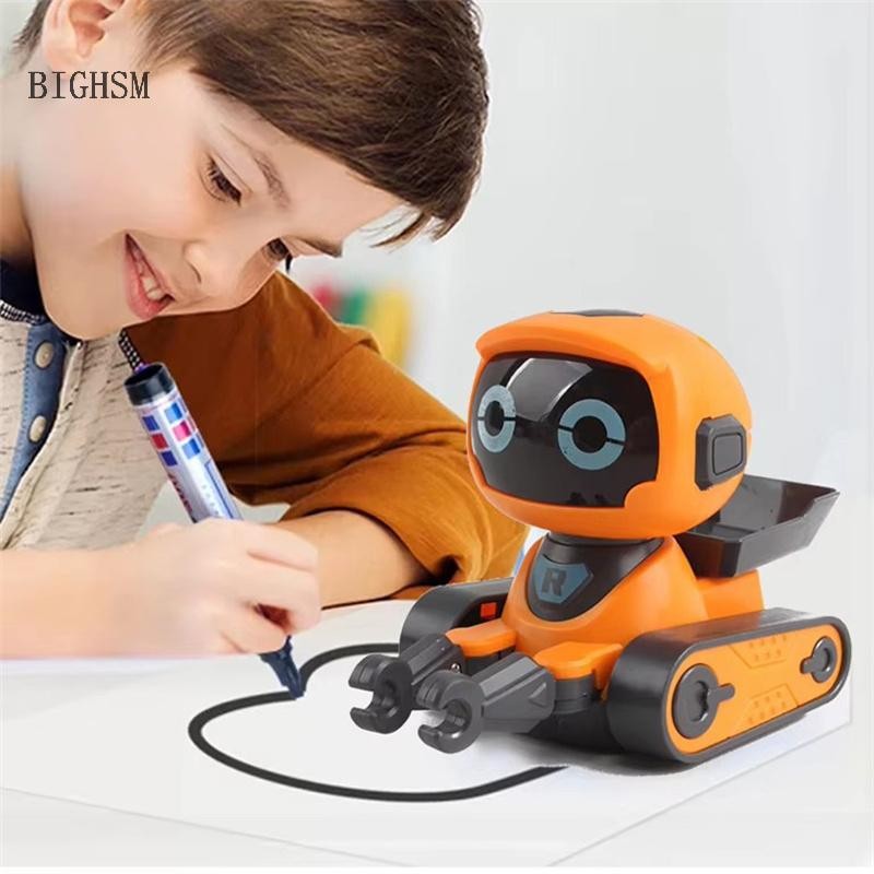 BIGHSM Track-Drawing Robot thông minh giáo dục - Đồ chơi robot phát ra âm thanh huýt sáo cho trẻ em 