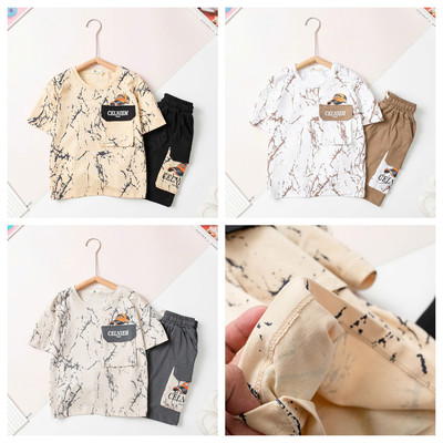 Bộ cotton trẻ em - bé trai B001, Bộ quần áo túi ngực LITIBABY size 4-16 tuổi