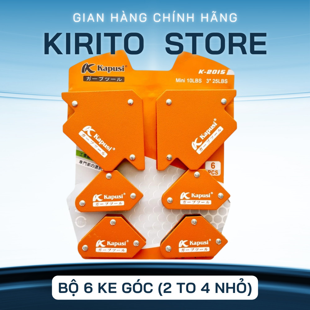 Bộ 6 ke góc nam châm kapusi 2 ke góc 25LBS và 4 ke góc mini 10LBS (Vỉ 6c)