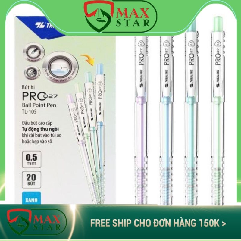 Bút bi Thiên Long Pro 027_TL105 ngòi 0.5mm vỏ màu Pastel