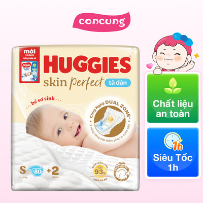 Tã dán sơ sinh Huggies Skin Perfect (S, 4-8kg, 80 miếng) - concung