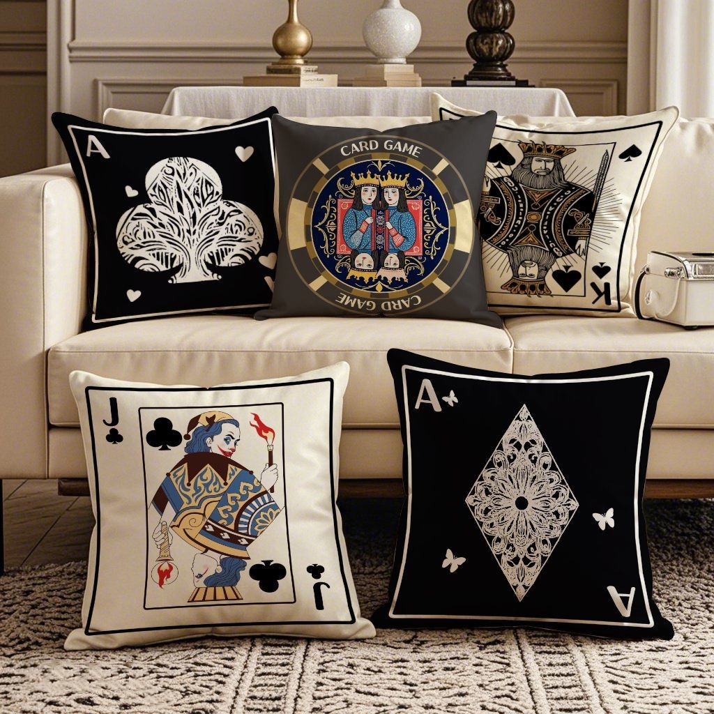 Poker Light Sang Trọng Sáng Tạo Vỏ Gối Texas Poker Game Đệm Gối Phòng Cờ Vua Ghế Tựa Lưng Gối Vỏ Gối