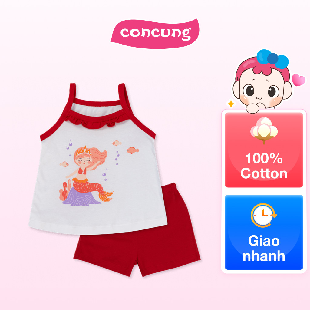 Bộ bé gái ngắn Animo Easy TX0325023 (4Y,Trắng-đỏ,TT02)