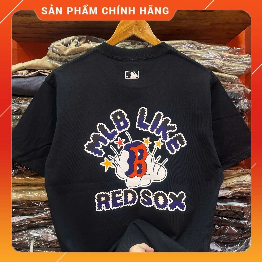 Áo Thun MLB Màu Đen Chữ B In Ngực.