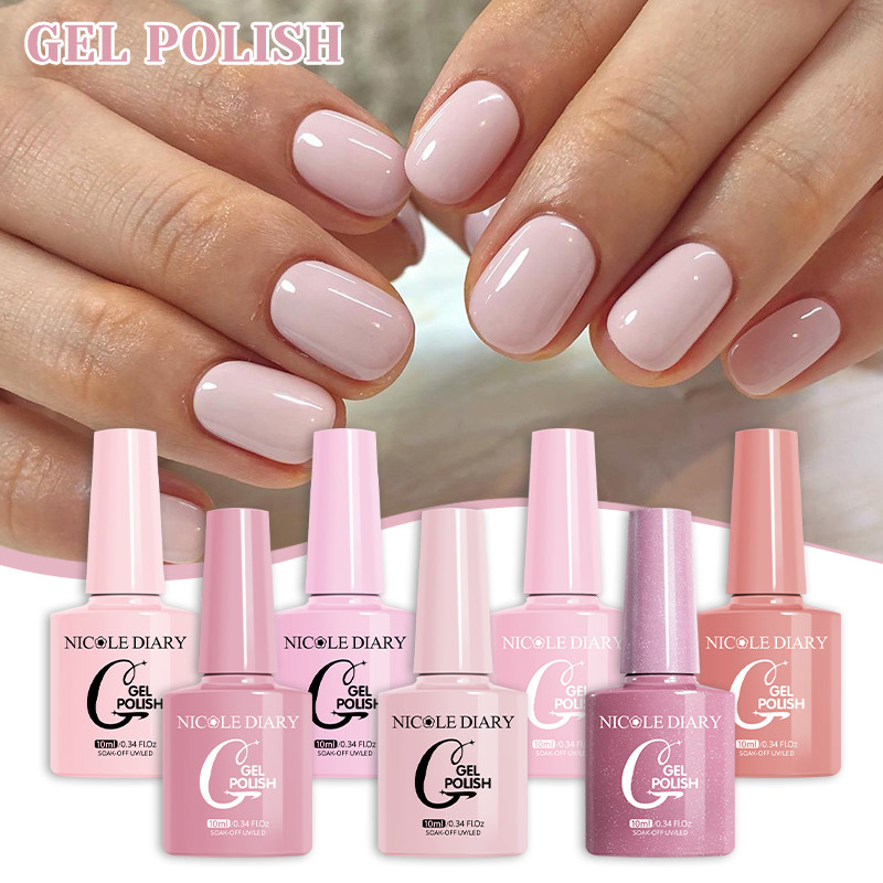 NICOLE DIARY Màu Hồng Khỏa Thân Móng Tay Gel Đánh Bóng Ngâm Tắt UV LED Gel Nhiều Màu Sắc Lấp Lánh Là