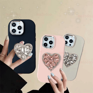 ốp lưng Luxury 3D Irregularity Silver Diamond Love Heart Stand Holder for iPhone 15 14 Pro Max 13 12 Plus 11 ProMax Mini Xsmax Xr Xs X 8+ 7+ Plus 7 8 11Promax 12Promax 13Promax 14Promax 15Promax Soft Anti-fall Protection Silicone Phone Case 1JSK 09