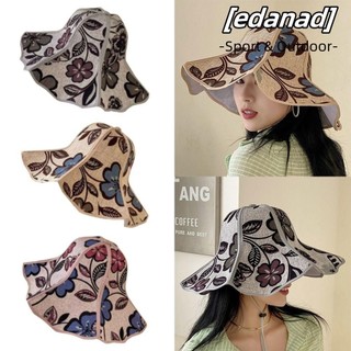Mũ chống nắng EDANAD, Mũ nữ có thể gập lại chống nắng, Mũ vải lanh vành rộng thoáng khí dành cho người trung niên