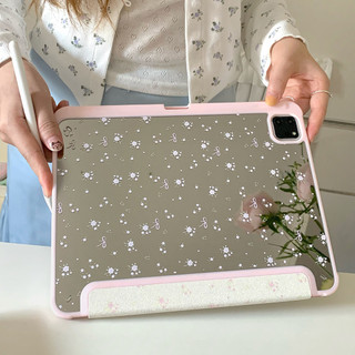 Vỏ Gương Acrylic Cho IPad Mini6 5 6 7 8 9 Air Air2 Air3 Air4 Air5 Air6 10.9 "Pro10.5 Pro11 Pro12,9 2018 2020 2021 2022 Air M2 Pro 11 13 M4 2024 Vỏ Da Hoa Nơ Trắng