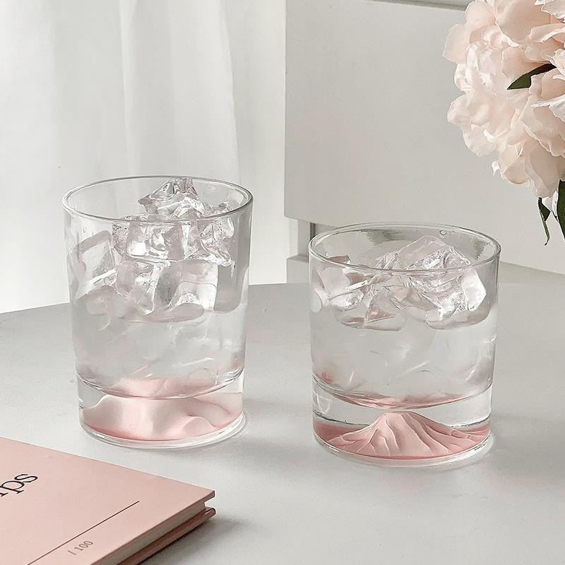 Giá Trị Cao Màu Hồng Mountain View Mountain Design Niche Juice Glass Snow Mountain Cup Whisky Simple