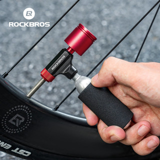 Rockbros CO2 Vòi Phun Khí AV / FV Nhôm Xe Đạp Đầu Phun Lạm Phát Nhanh Di Động Bền MTB Xe Đạp Đường Bộ Xi Lanh Bơm Có Áp Lực Guage