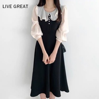 Live GREA Váy dài tay nữ váy búp bê bé phong cách đại học Nhật Bản và Hàn Quốc mỏng ngọt ngào và dễ thương dài