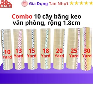 SKU69 - Combo 10 cây băng keo trong văn phòng loại nhỏ, 1 cây 10 cuộn rộng 1.8cm,10y-13-15-18-20-25Y